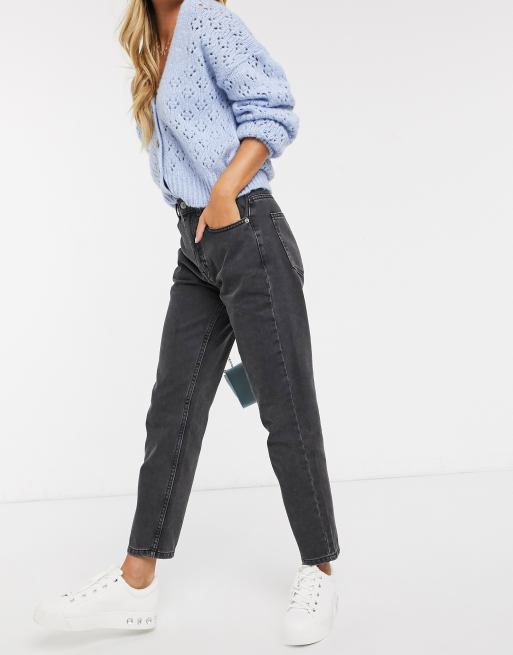 Jean mom gris femme new arrivals