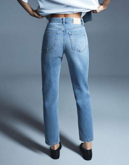 Pull&Bear - Mom jeans a vita alta blu medio, 2 di 7