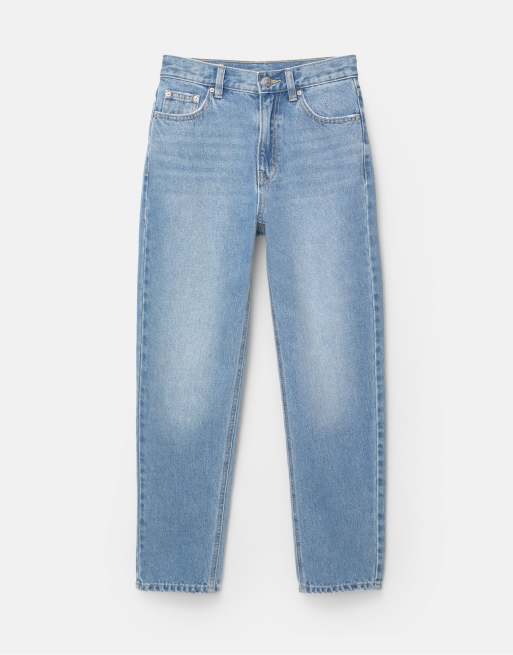 Pull&Bear - Mom jeans a vita alta blu medio, 5 di 7