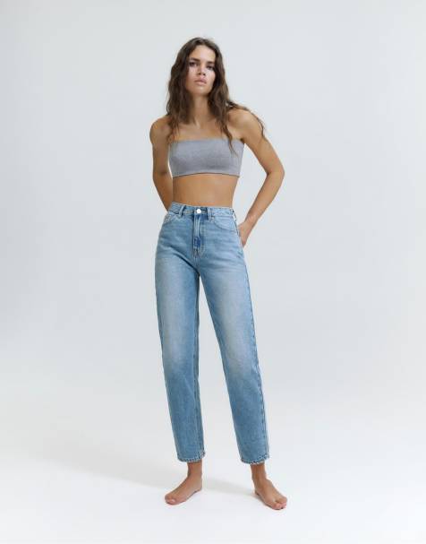 Pull&Bear - Mom jeans a vita alta blu medio - view 1
