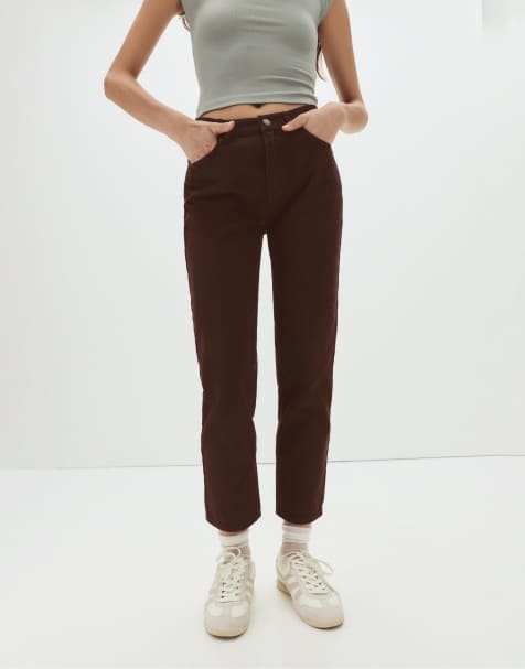 Pull&Bear - Mom jeans a vita alta marrone chiaro - view 1