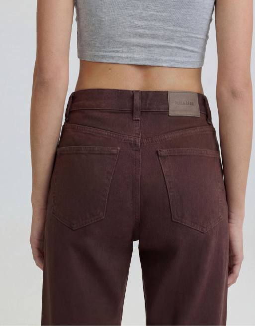 Pull&Bear - Mom jeans a vita alta marrone chiaro, 7 di 7