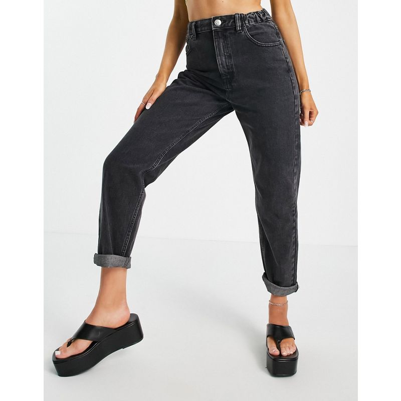 Donna Jeans Pull&Bear - Mom jeans con vita elasticizzata neri