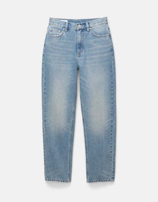 Pull&Bear – Mom-Jeans in Blau mit hohem Bund, 6 von 7