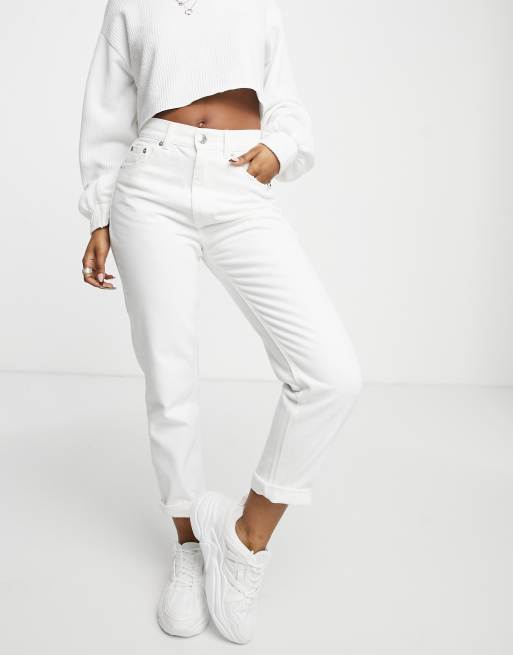 Mom fit hot sale white jeans