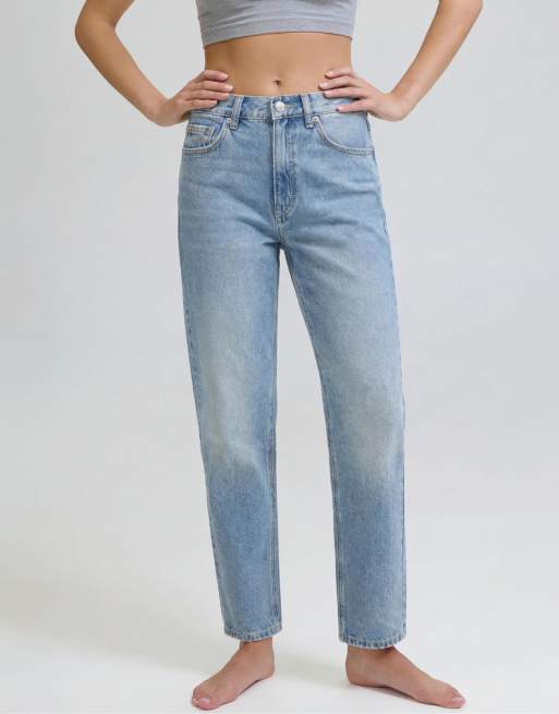 Pull&Bear - Mom jeans met hoge taille in blauw, 4 van 7