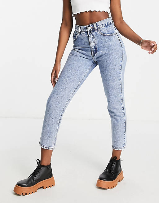 katje Imperial Koning Lear Pull&Bear - Mom jeans met hoge taille in lichtblauw | ASOS