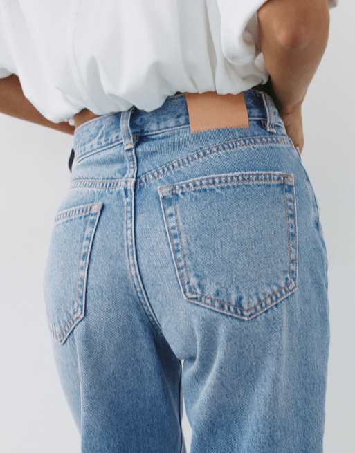Pull&Bear - Mom jeans met hoge taille in middenblauw, 4 van 7