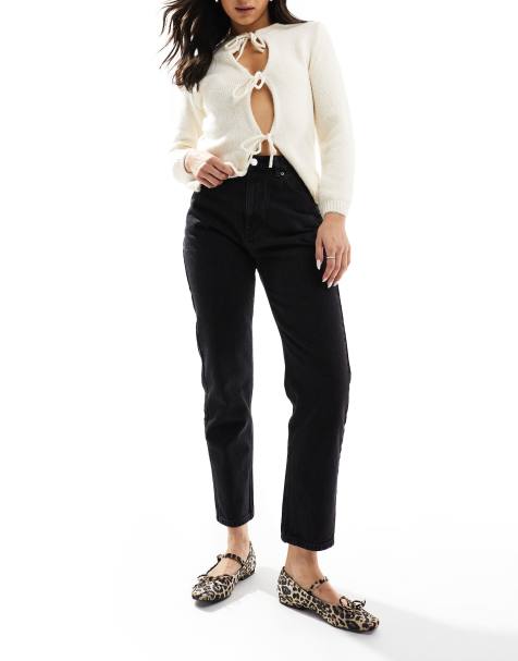 Pull&Bear - Mom jeans met hoge taille in zwart - view 1