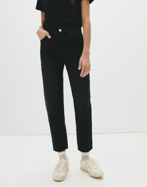 Pull&Bear - Mom jeans met hoge taille in zwart - view 1