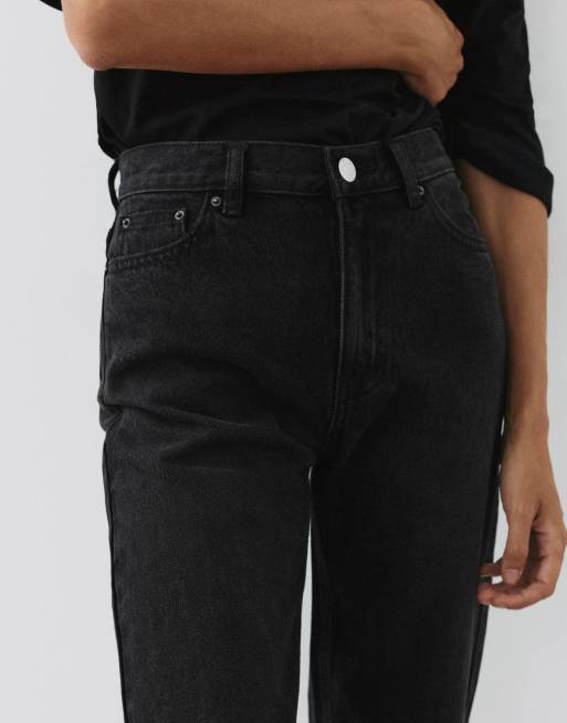 Pull&Bear - Mom jeans met hoge taille in zwart, 3 van 7