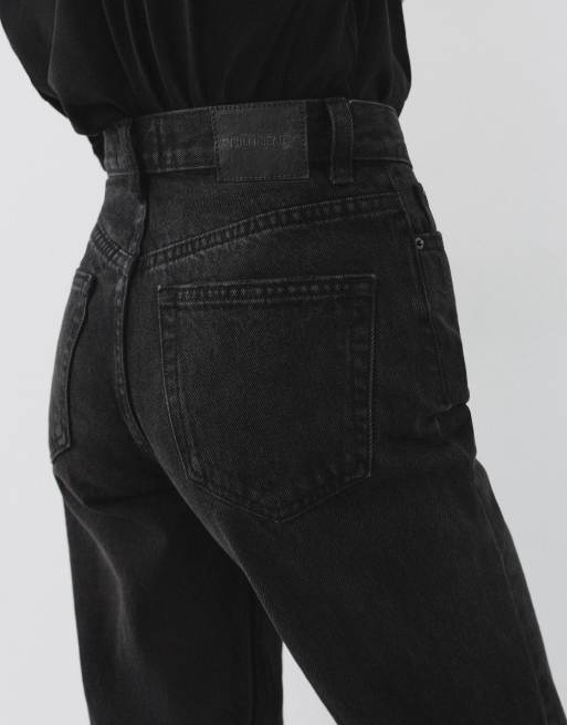 Pull&Bear - Mom jeans met hoge taille in zwart, 4 van 7