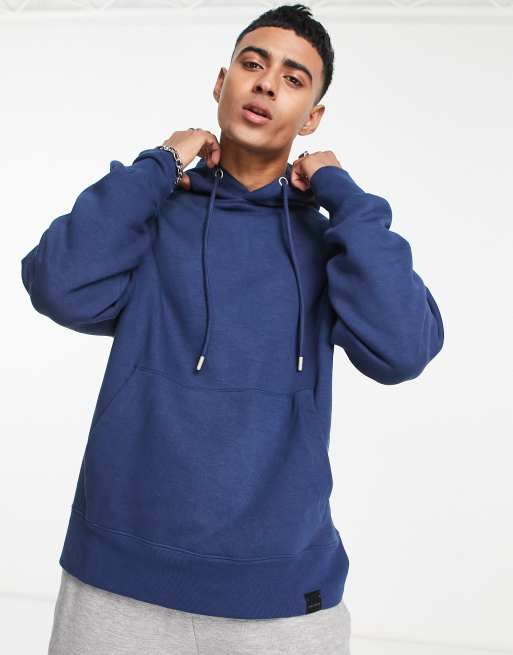 Pull&Bear – Mörkblå enkel huvtröja