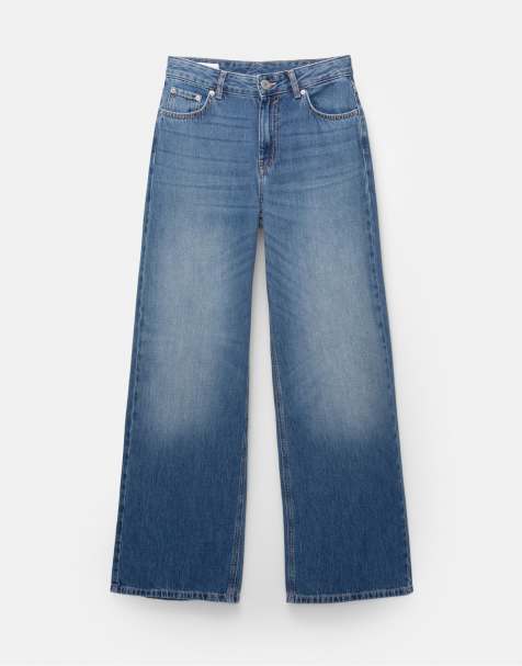 Pull&Bear – Mörkblå jeans i oversize med ledig passform - view 1