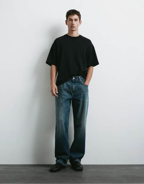 Pull&Bear – Mörkblå jeans med raka ben - view 1