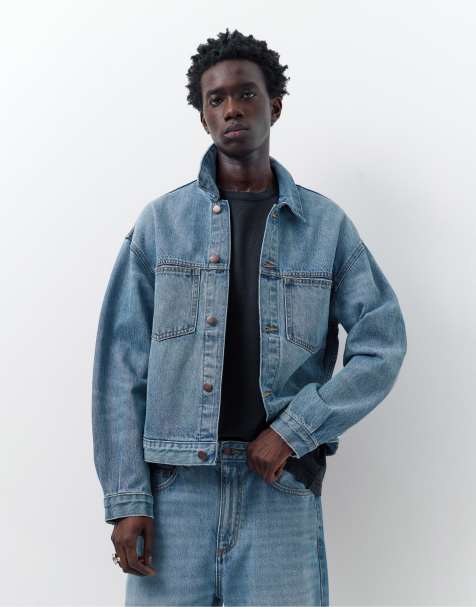 Pull&Bear – Mörkblå jeansjacka i truckerstil - view 1