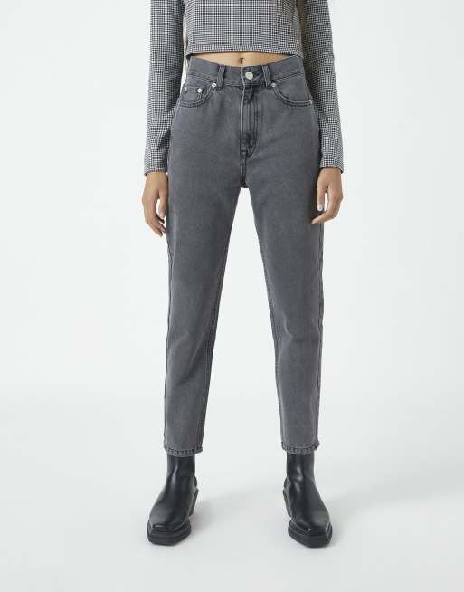 Pull&Bear – Mörkgrå mom jeans