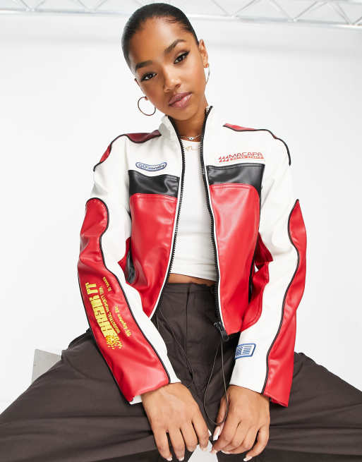 Asos red hot sale leather jacket