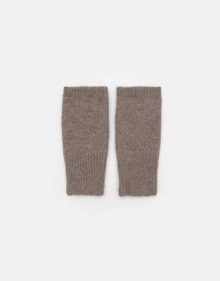 Pull & Bear - Moufles ouvertes en maille - Taupe-Gris