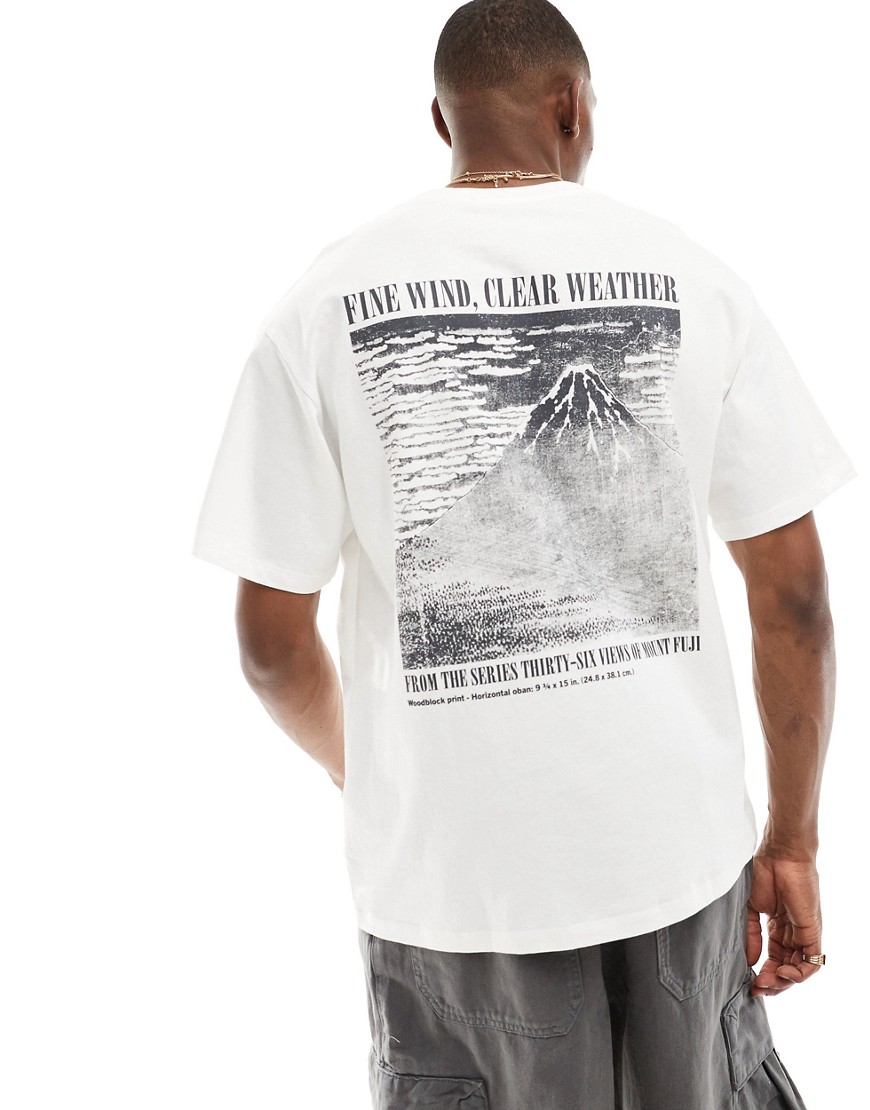Pull & Bear mountain back printed t-shirt in white