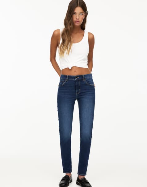 Pull&Bear - Mørkeblå skinny-jeans med mellemhøj talje - view 1