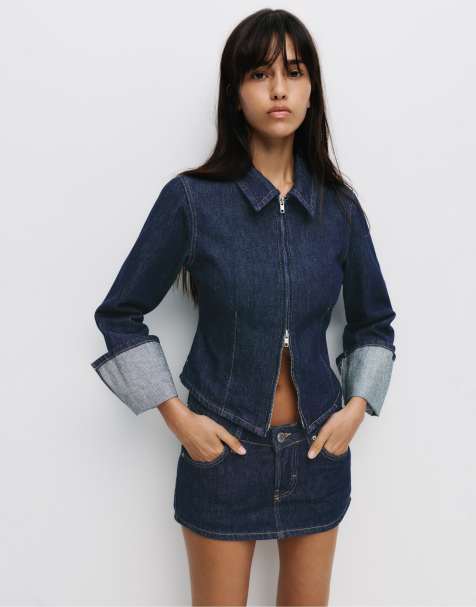 Pull&Bear - Mørkeblåt skort i denim - view 1