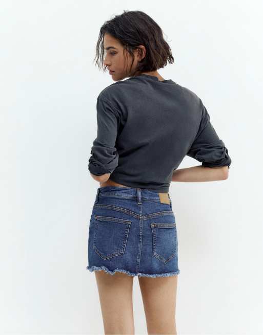 Pull&Bear - Mørkeblåt skort i denim, 3 af 4
