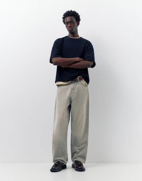 Pull&Bear - Mørkegrå afslappede baggy jeans - view 1