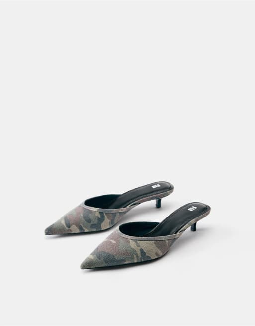 Pull&Bear mule con tacco stampate verdi, 2 di 5
