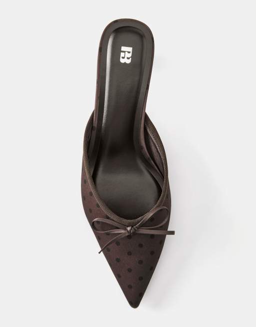 Pull&Bear mule-hæle med prikker i brun, 3 af 4