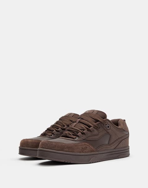 Pull&Bear Multi-panel skate trainers in brown - view 1