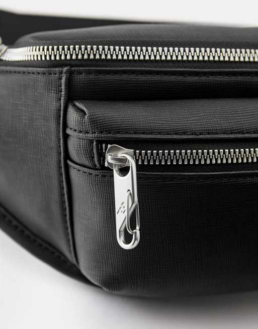 Pull&Bear Multi-pocket belt bag in black, 5 of 5
