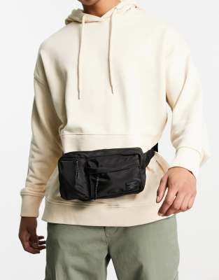 Pull&Bear multi pocket bum bag in black