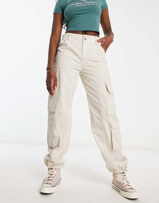 Pull&Bear multi pocket cargo trouser in sand