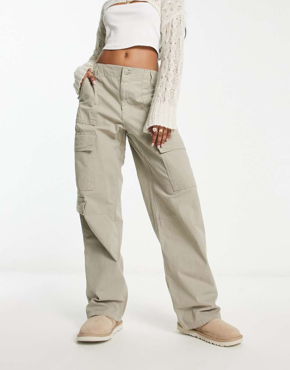 Pull&Bear multi pocket cargo trouser in stone