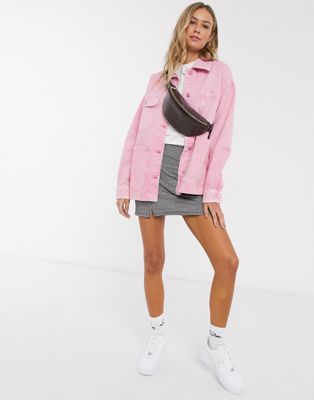 Pull&Bear multi pocket jacket in pink | ASOS