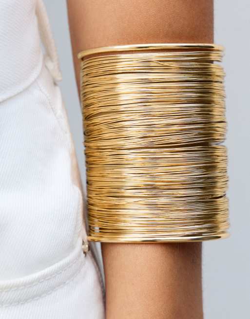 Pull&Bear Multi-strand bangle in gold, 2 of 7