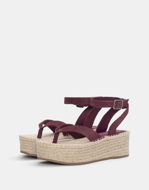 Pull&Bear - Multifarvede sandaler med kilehæl i læder - view 1