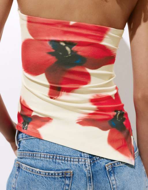 Pull&Bear - Multifarvet bandeau-top med blomstermønster, 3 af 4