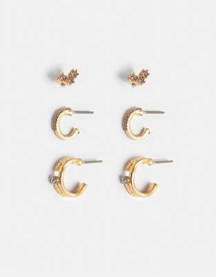 Pull & Bear - Multipack Creolen in Goldoptik-Goldfarben