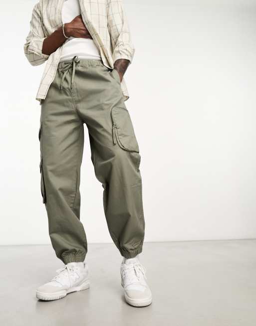 Pull&Bear multipocket cargo pants in khaki