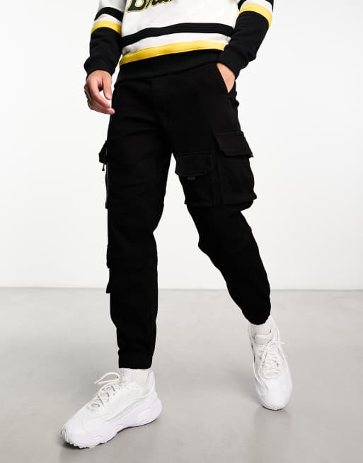 Pull&Bear multipocket cargo trouser in black | ASOS