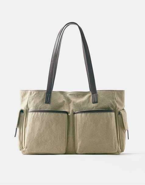 Pull&Bear Multipocket-Tote-Bag in Khaki - view 1