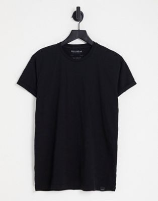 Pull&Bear muscle fit t-shirt in black