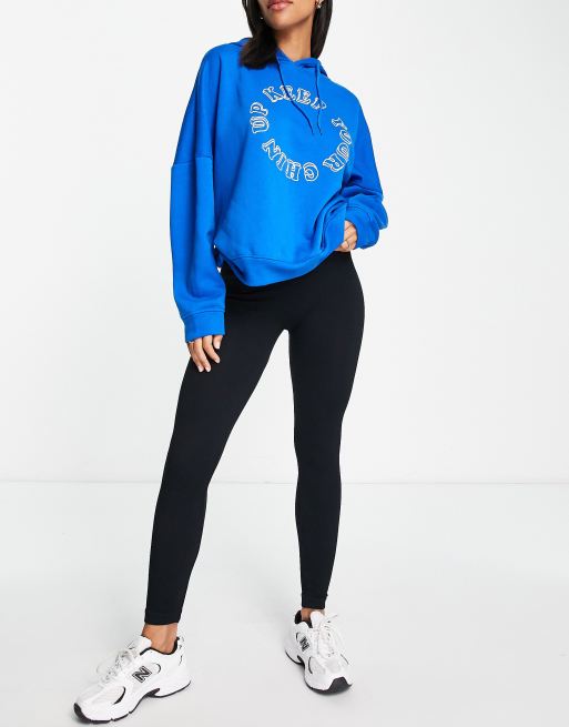 Pull&Bear - Naadloze geribbelde legging combi-set in zwart