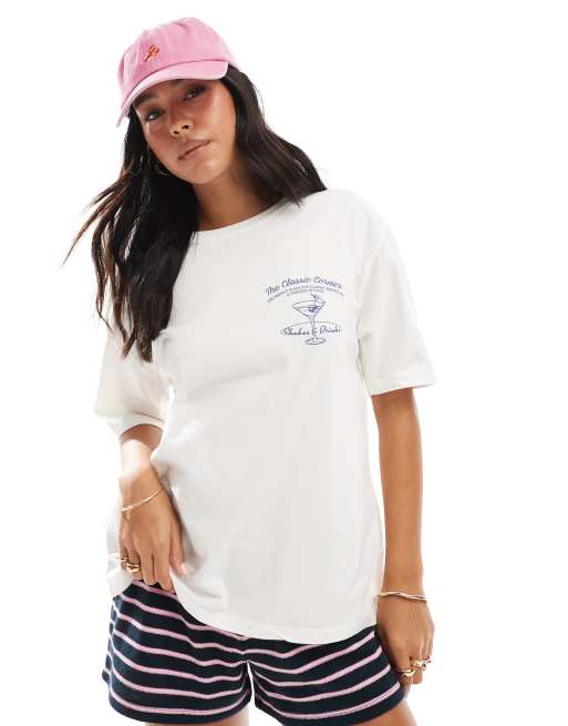 Pull&Bear napkin graphic t-shirt in white, 2 of 4