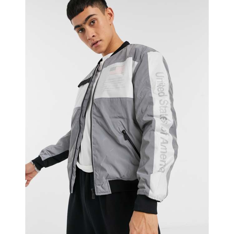 Pull Bear NASA bomber in grey ASOS