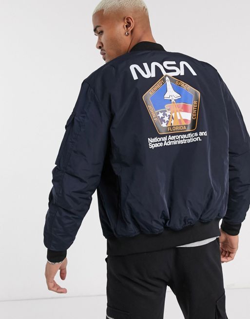 Download Pull&Bear NASA padded bomber jacket with back print in ...