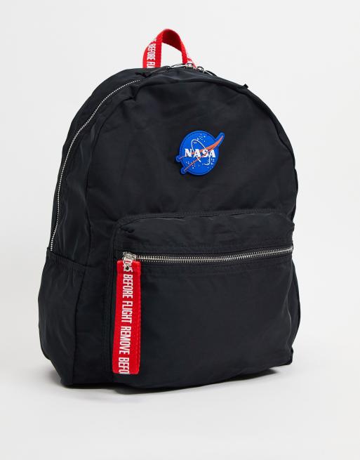 Pull&Bear – NASA – Svart ryggsäck