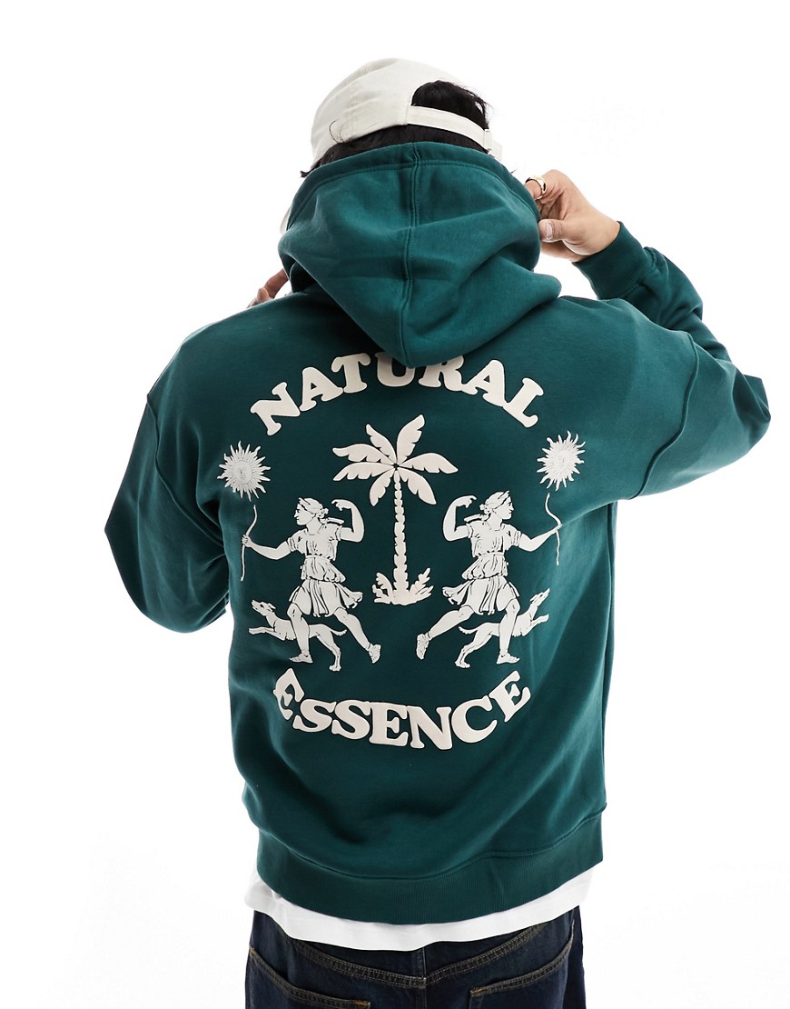 Pull & Bear natural essence hoodie in green